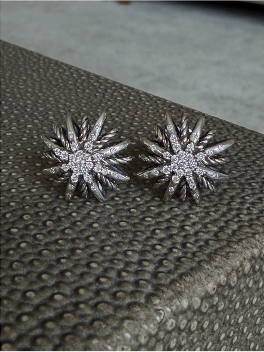 David Yurman Silver Starburst Pavé Diamond Stud Earrings